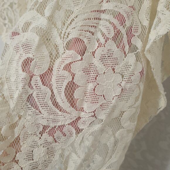 Maurices Lace Cardigan Womens Size Small Cream Floral Sheer Cottage Fairy Boho - Picture 5 of 12